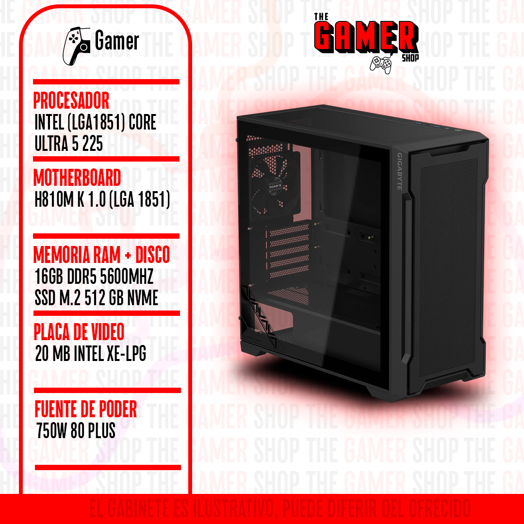 PC GAMER | INTEL CORE ULTRA 5 225 - RAM 16GB DDR5 - 512 GB M.2 | N430 + WINDOWS11
